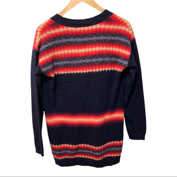 GAP DARK NAVY V-NECK AZTEC BOHO LAMBSWOOL BLEND LS CARDIGAN SWEATER - Picture 14 of 16